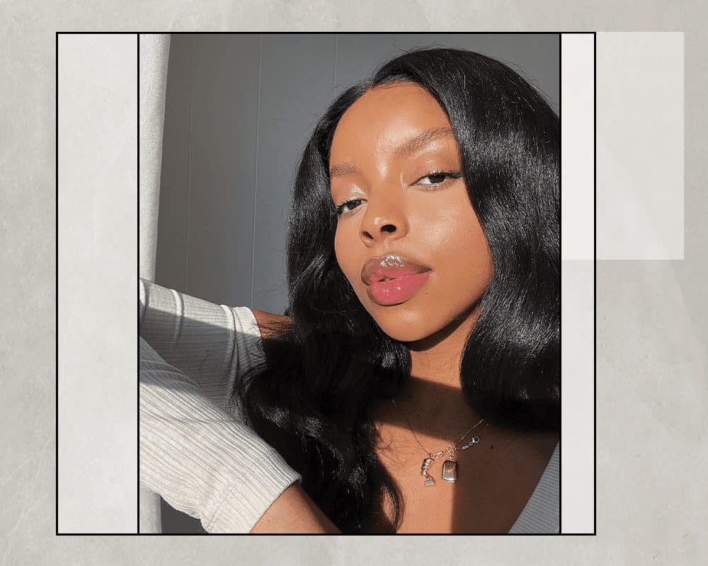 a woman with long black hair