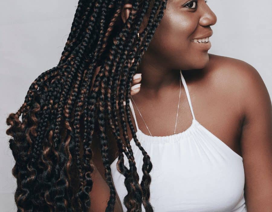 a woman with long braids